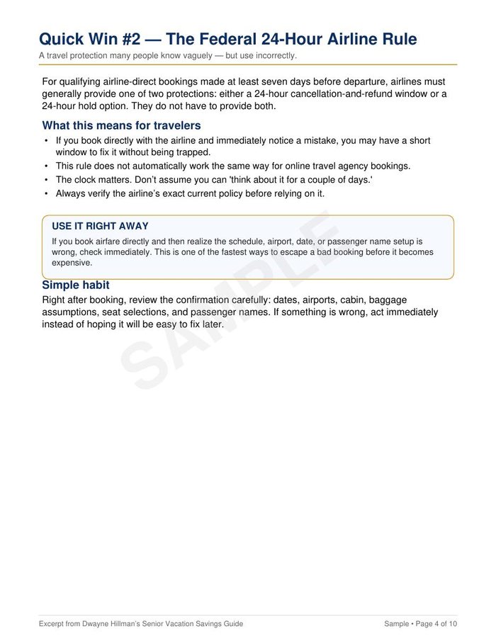 Sample page from the Senior Vacation Savings Guide